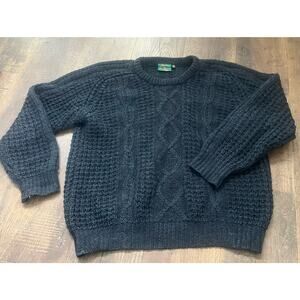 VTG Gaeltarra Ireland Wool Fisherman Knit Grandpa Sweater Oversize Blue 112 44”
